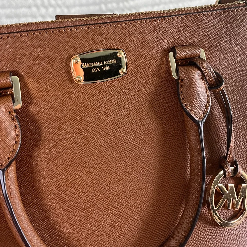 Michael Kors Sutton Satchel Saffiano Leather Brown NWOT - Picture 15 of 15
